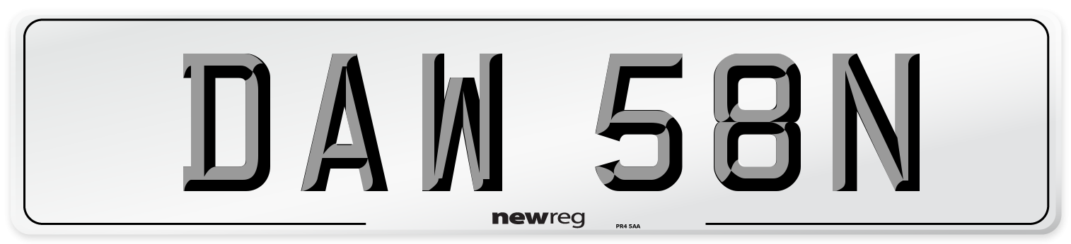 DAW 58N Number Plate from New Reg